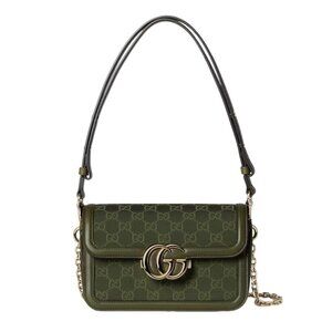 GUCCI Go Small Forest Green GG Canvas Shoulder Bag New & Authentic Retail $3400